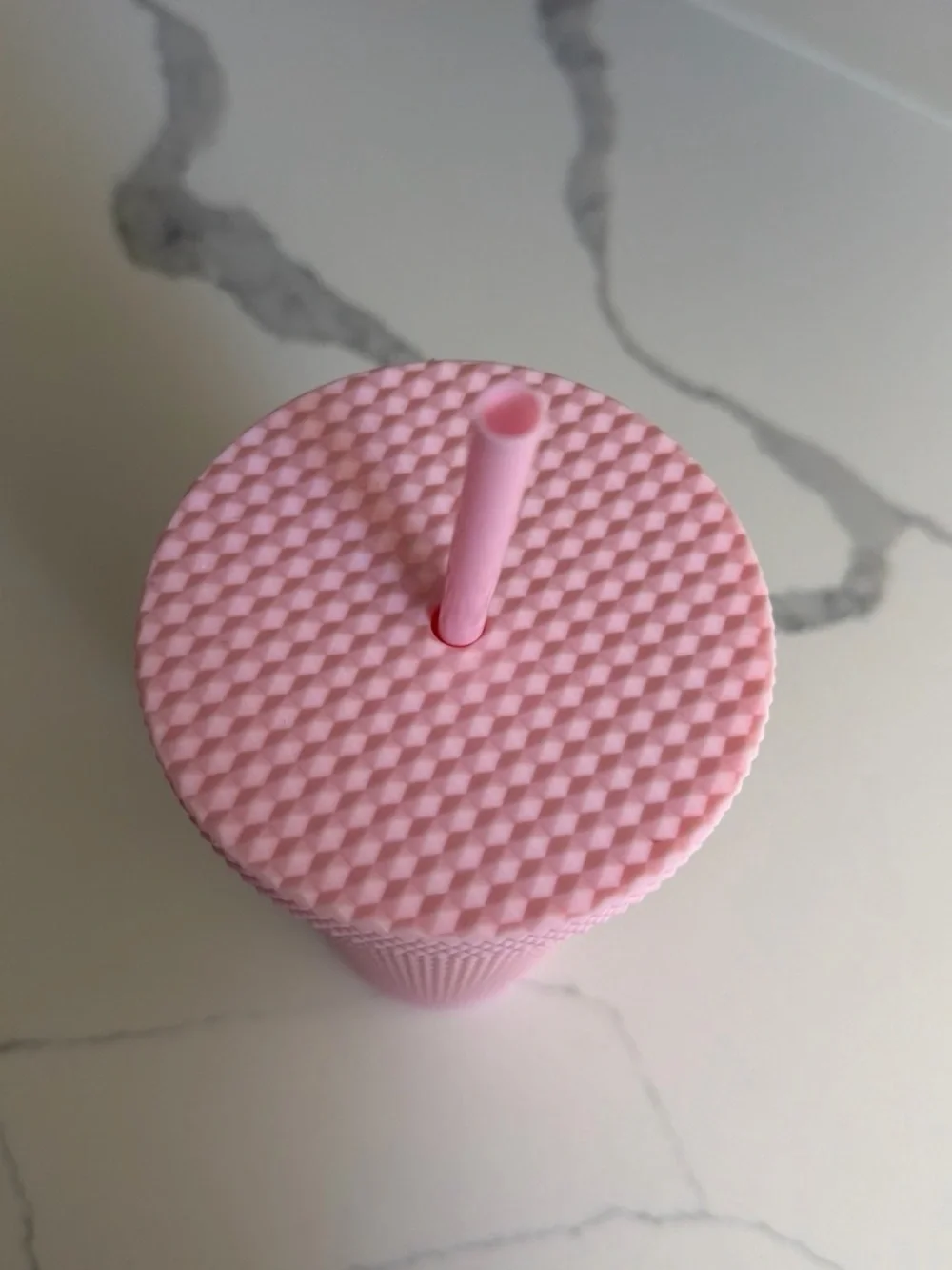 Textured Pink Studded Tumbler with Straw